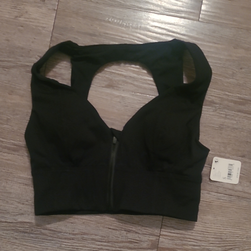 Free People Movement Black Sports Bra with Zipper In Front NWT Size Small